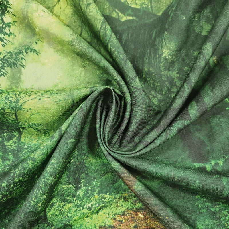 Riyidecor Jungle Rainforest Backdrop Fabric Polyester Spring Enchanted Nature Trees Green Dreamland Dirt Road Photography Background 7Wx5H Feet Decoration Props Party Photo Shoot Backdrop - Image 5